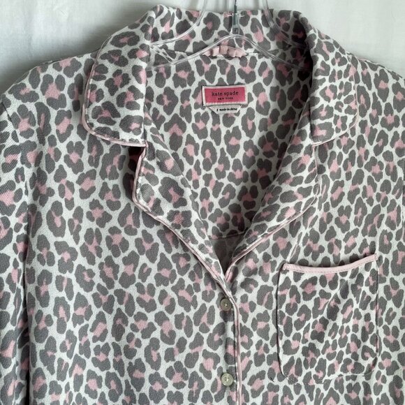 Kate Spade New York Pajamas 2 Piece SET Size S Pink Leopard Print PJ Top Pants - Picture 2 of 16